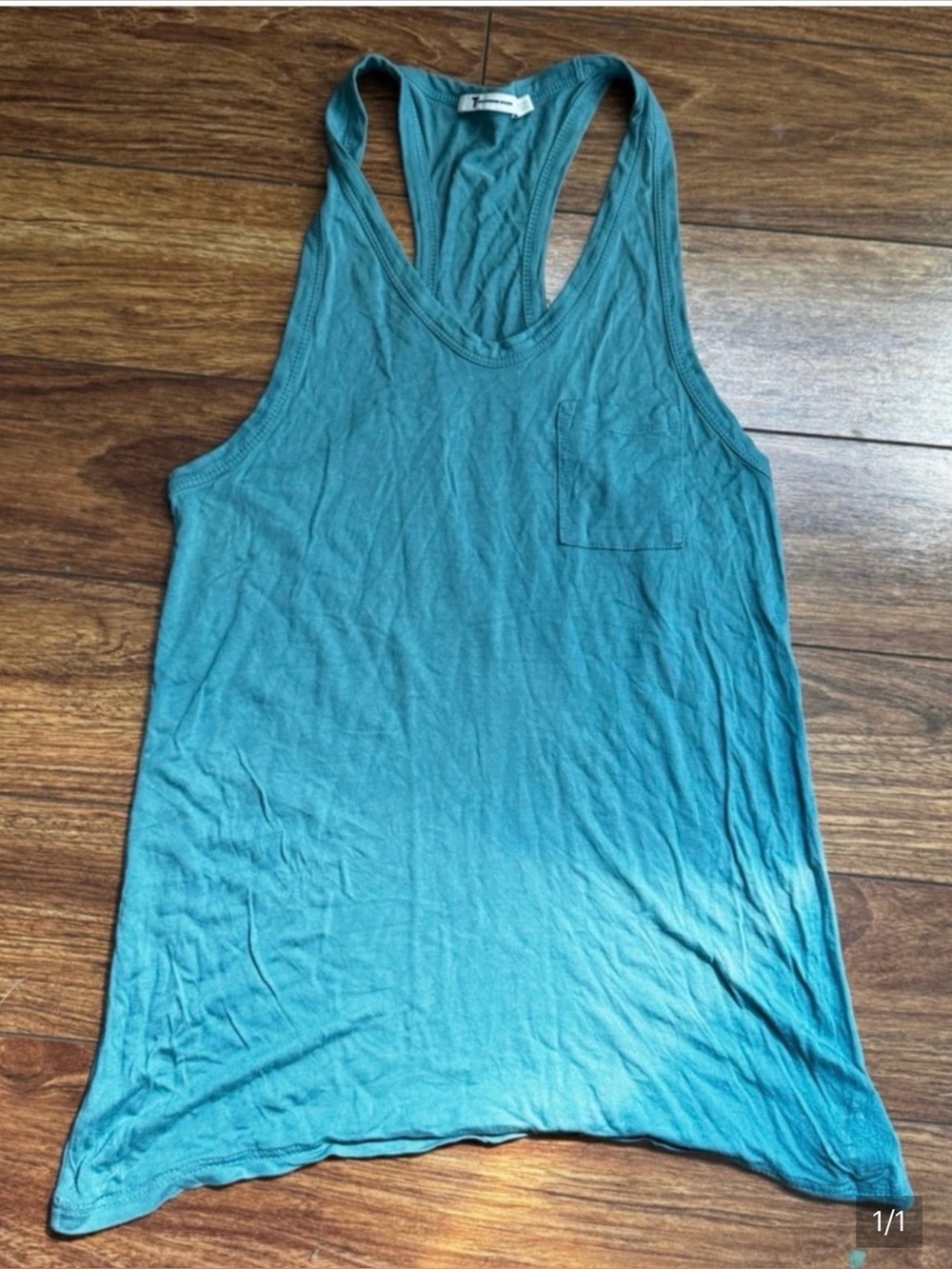 T by Alexander Wang Teal Classic Pocket Racerback Tank Top Size Small